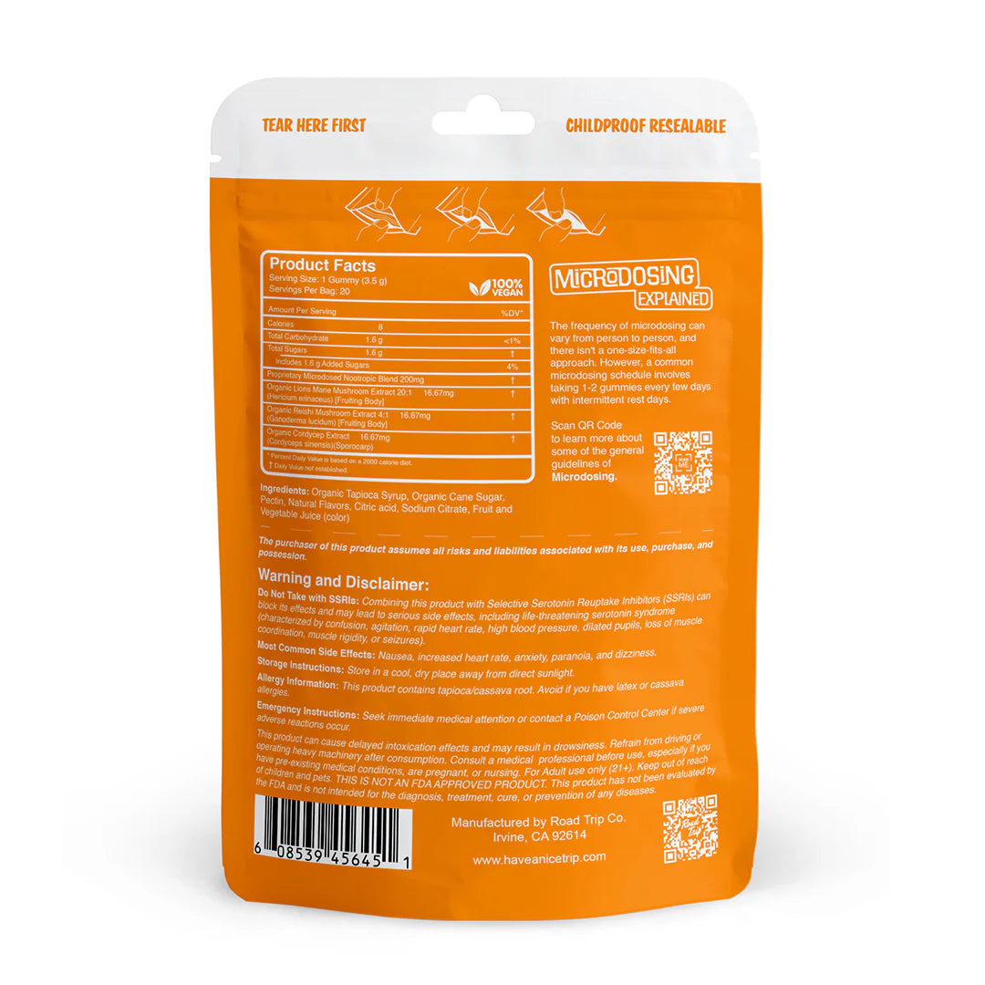ROAD TRIP - MICRODOSED GUMMIES + FUNCTIONAL MUSHROOMS - ORANGE