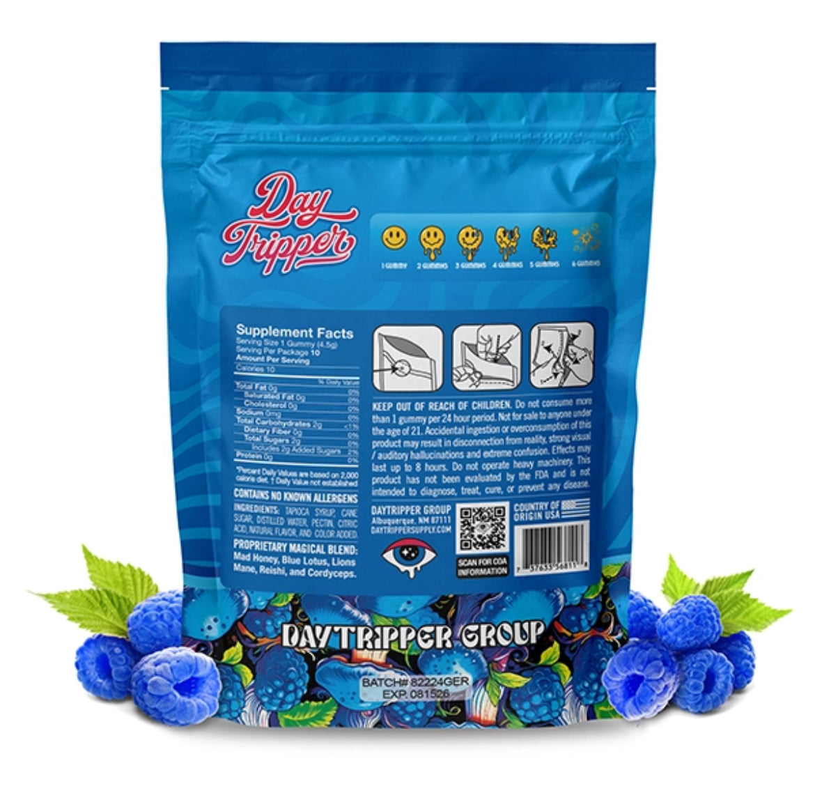 Day Tripper Electric Raspberry Mushroom Gummies | 10ct